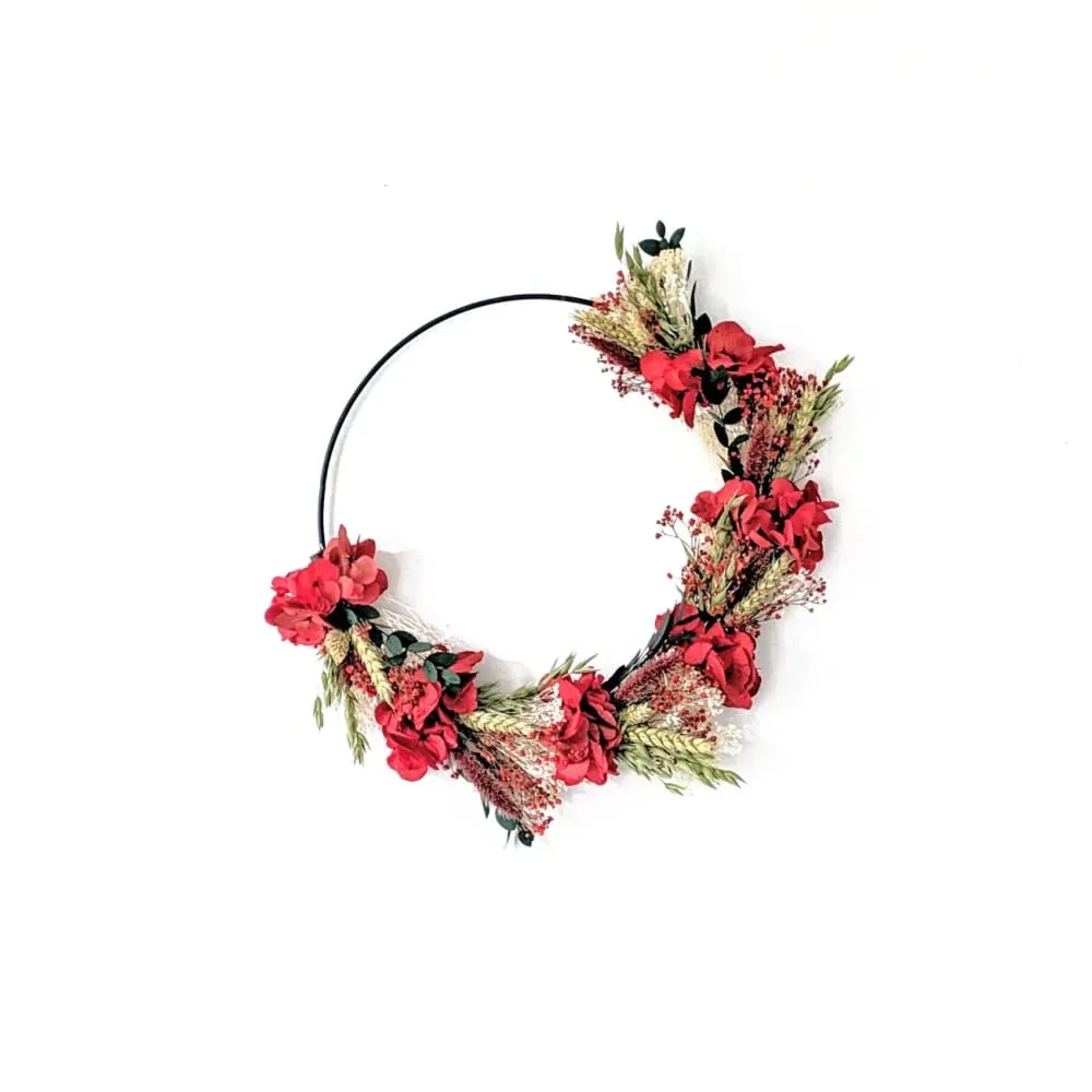 Couronne murale de fleurs séchées D30 Amour