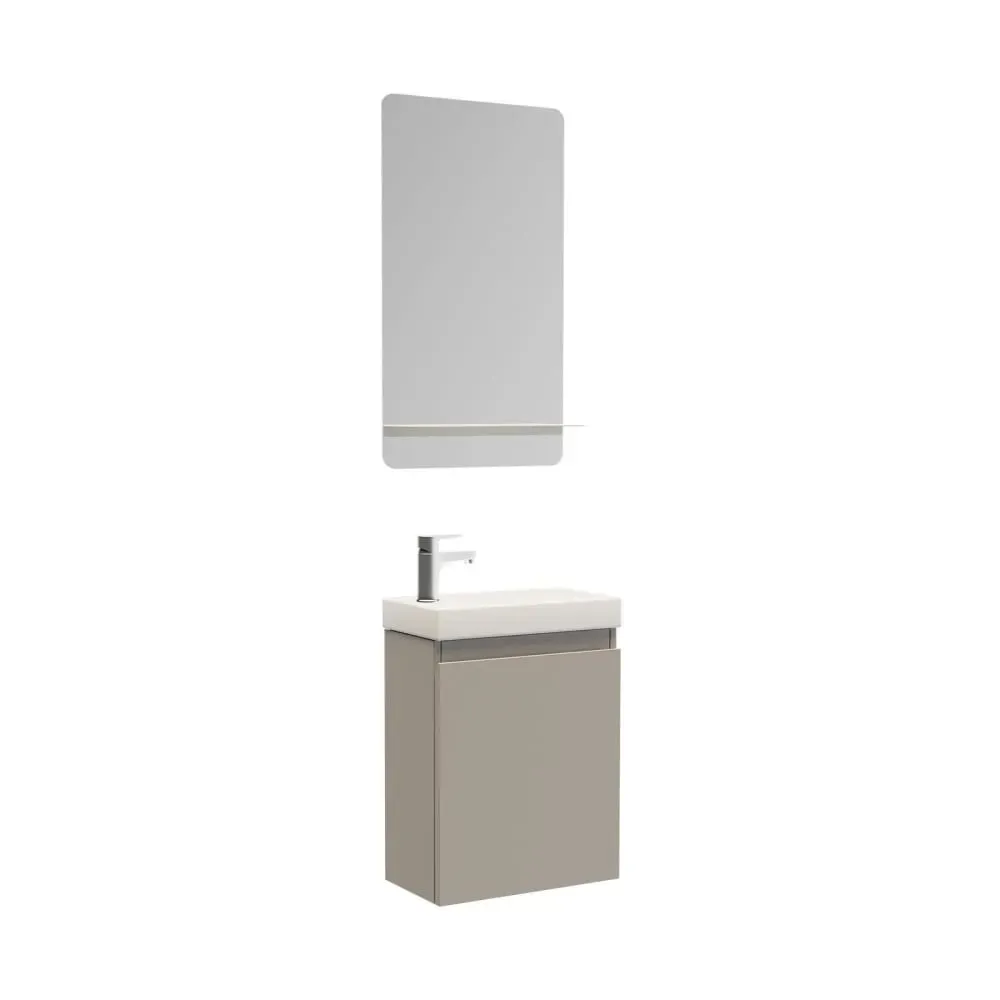 Meuble lave-mains  + robinet chromé + miroir rectangulaire