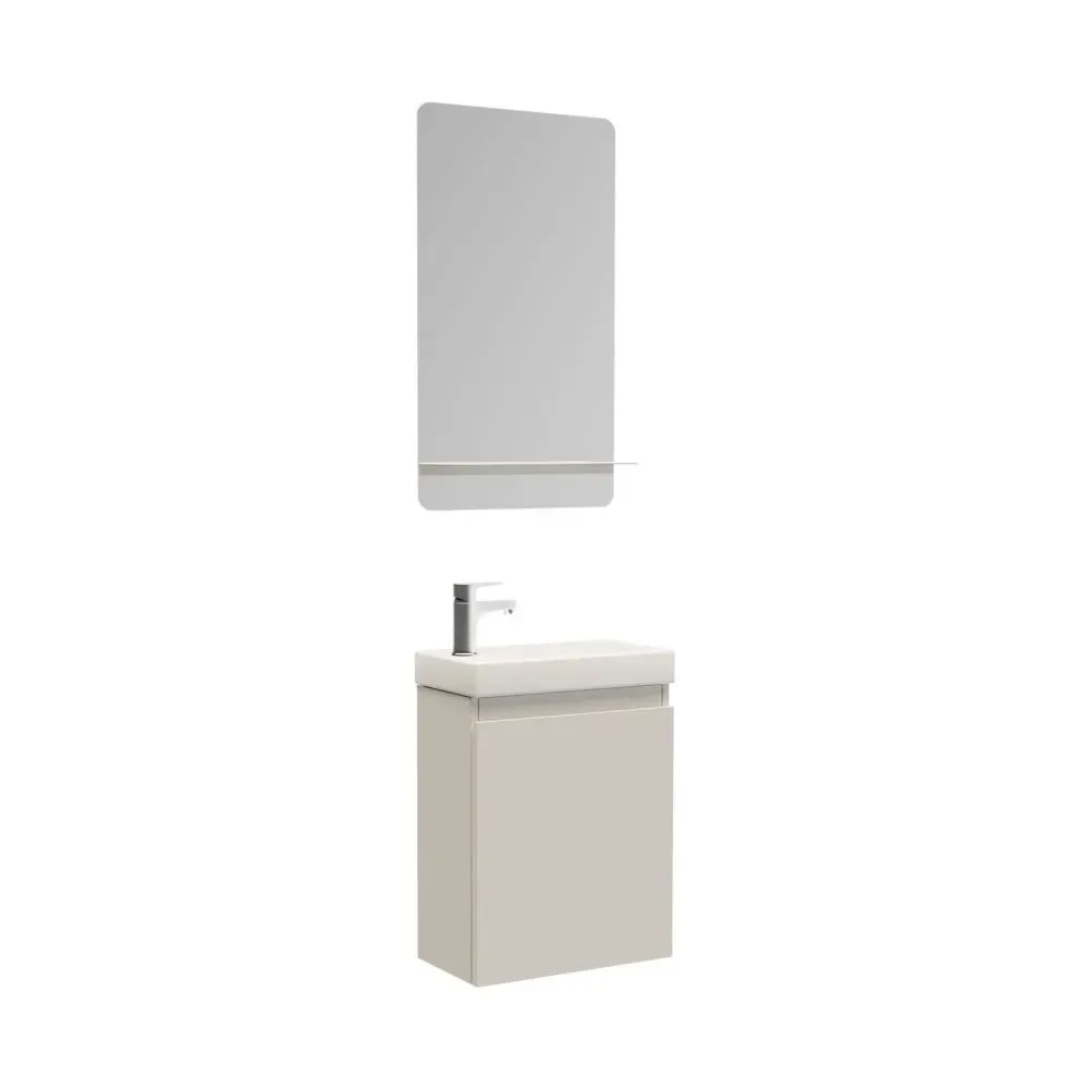 Meuble lave-mains  + robinet chromé + miroir rectangulaire
