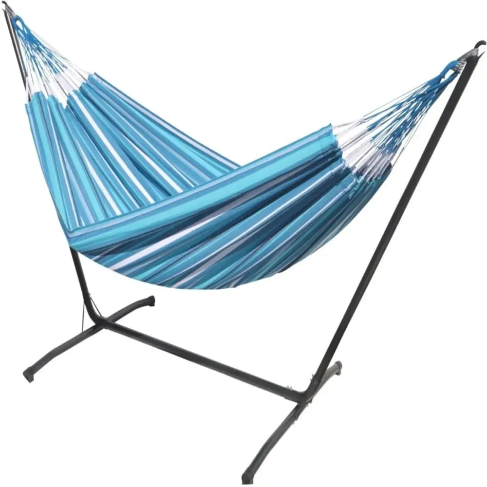 Hamac XXL en coton multicolore et support en métal