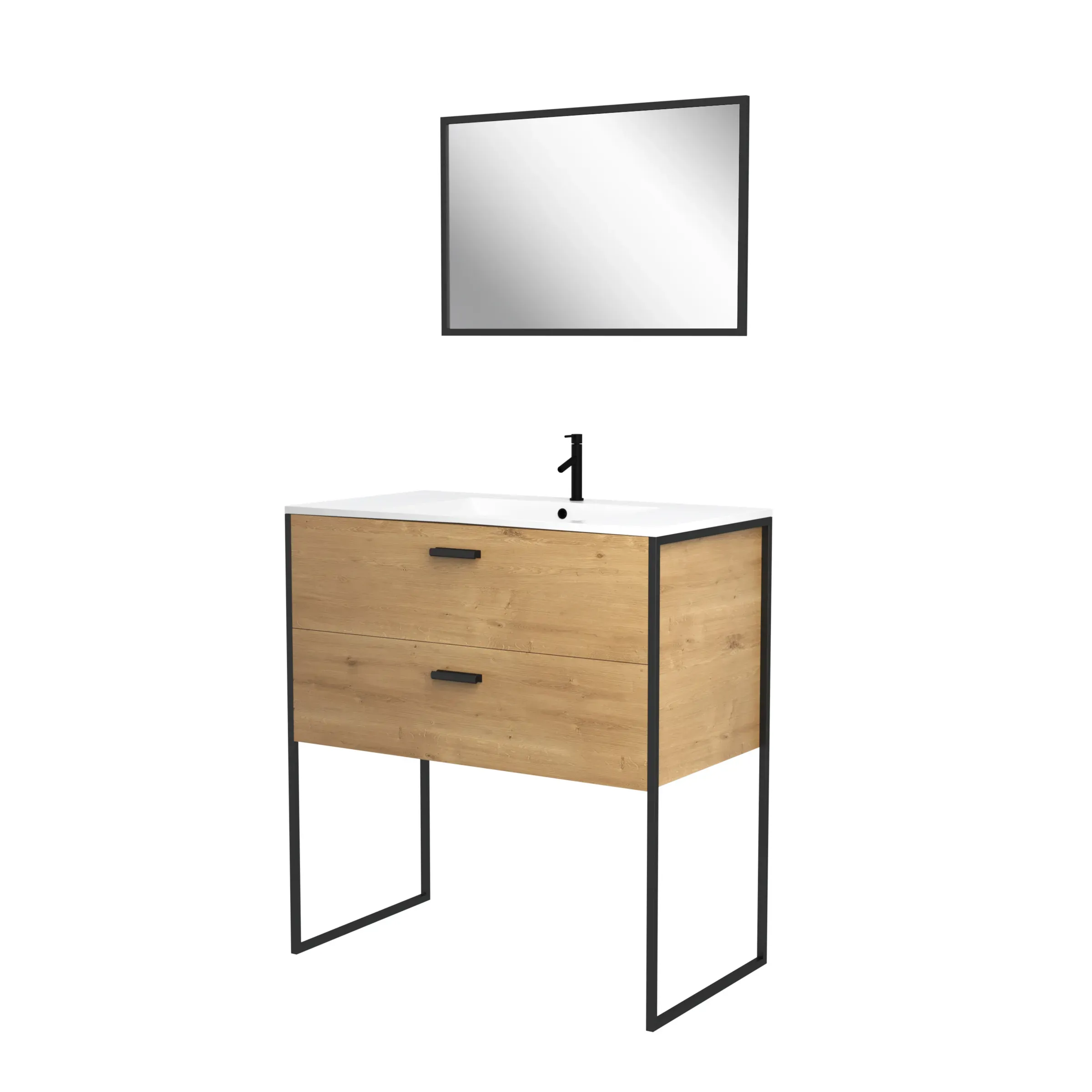 Meuble de salle de bains effet bois marron - 80 cm