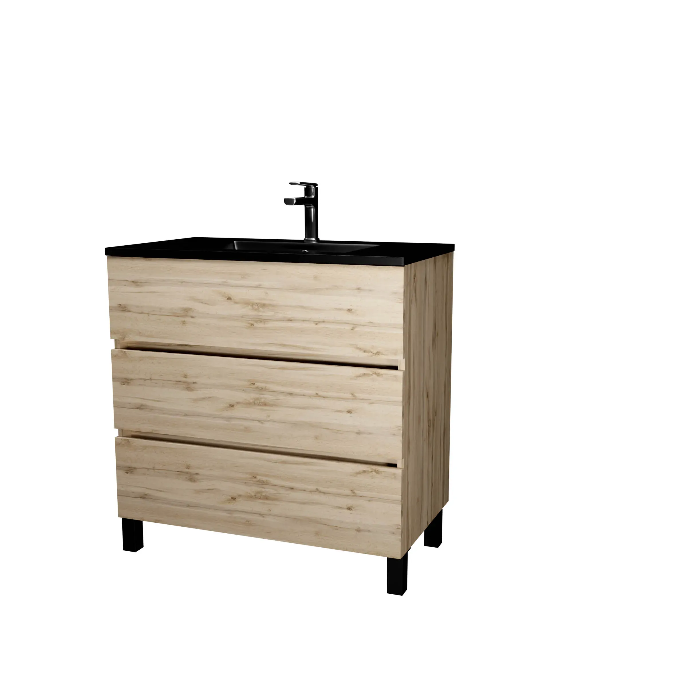 Meuble de salle de bains effet bois marron - 80 cm