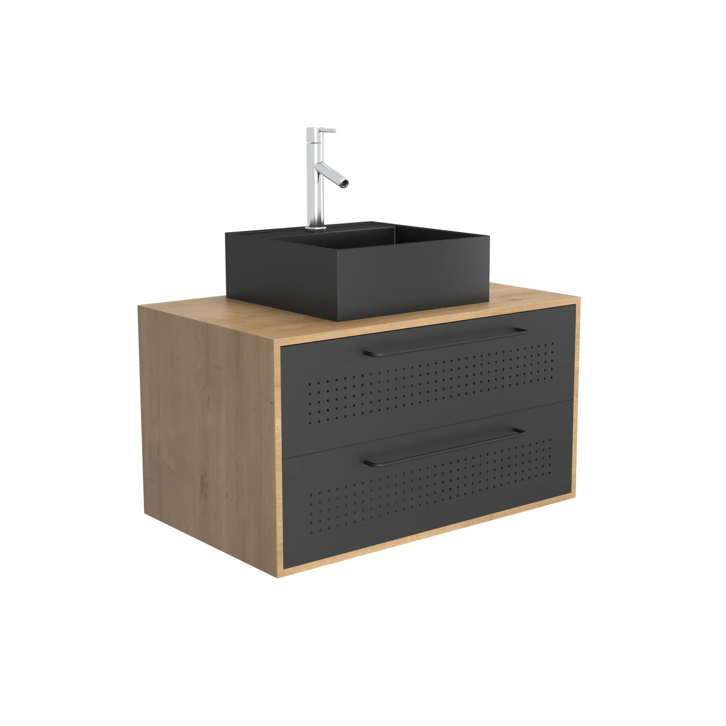 Meuble de salle de bains effet bois marron - 80 cm