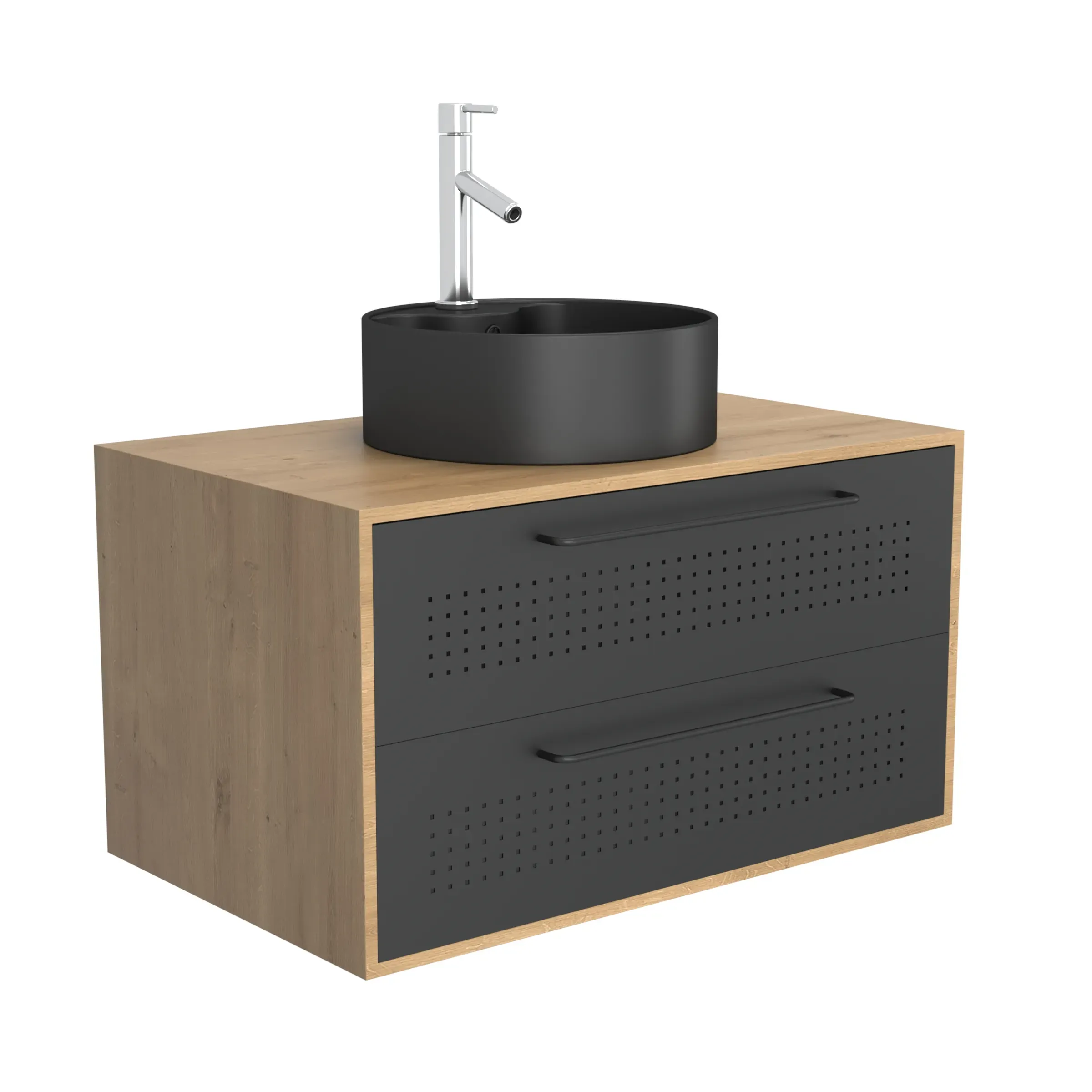 Meuble de salle de bains effet bois marron - 80 cm