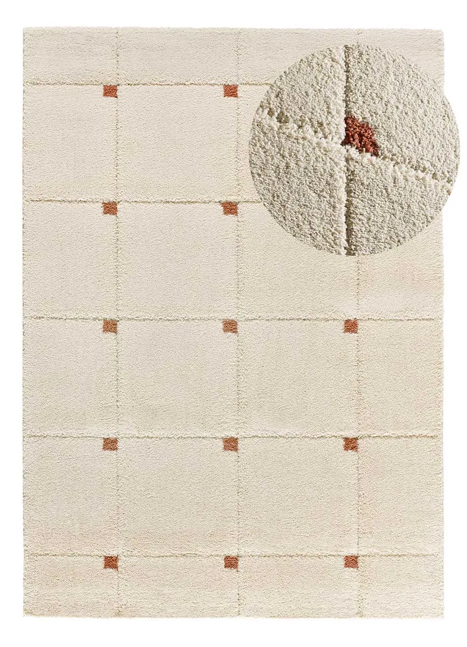 Tapis à relief a póils longs beige/rouille 80x150 cm