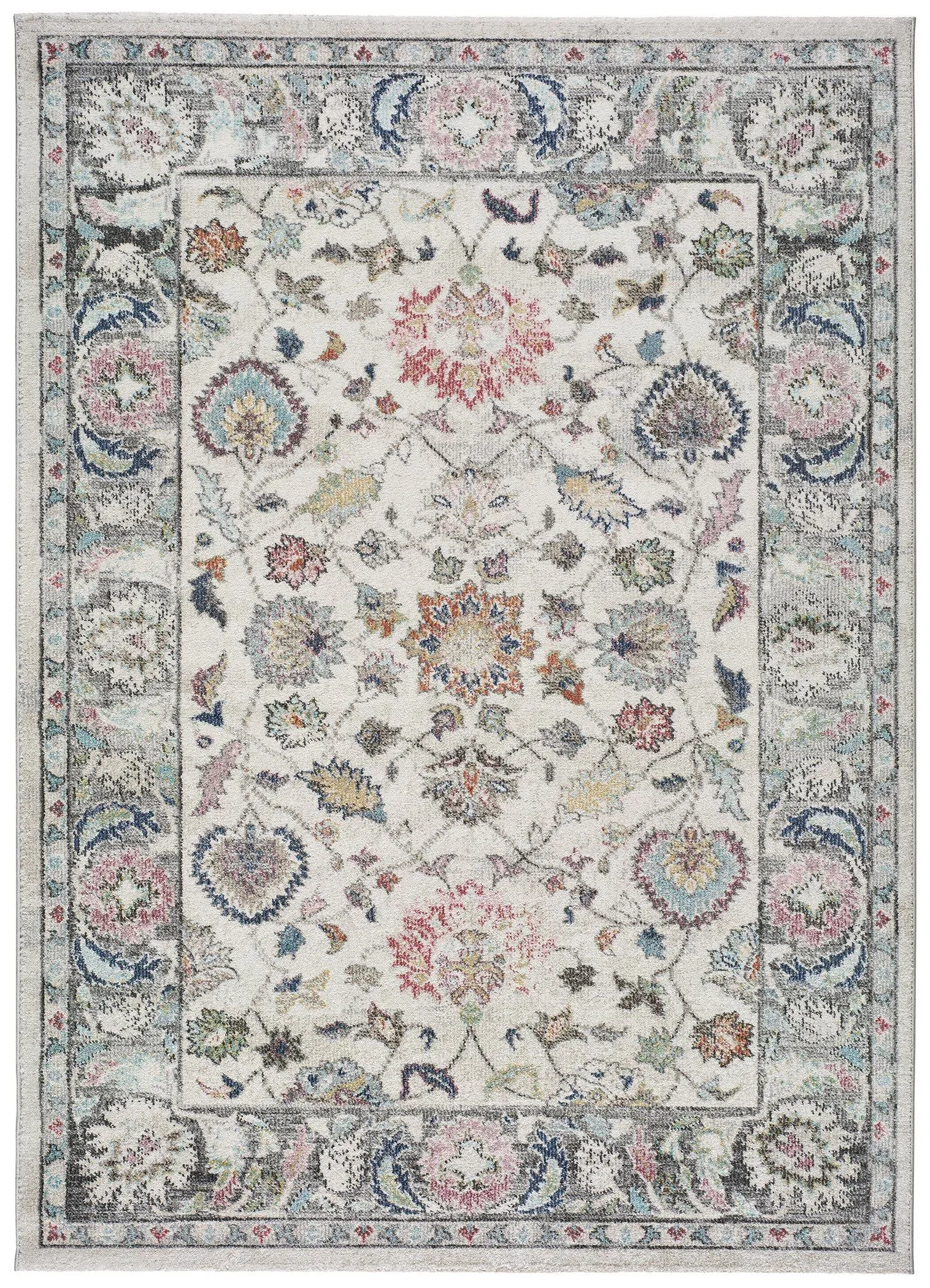 Tapis vintage crème/rose/multicolore 200x290 cm