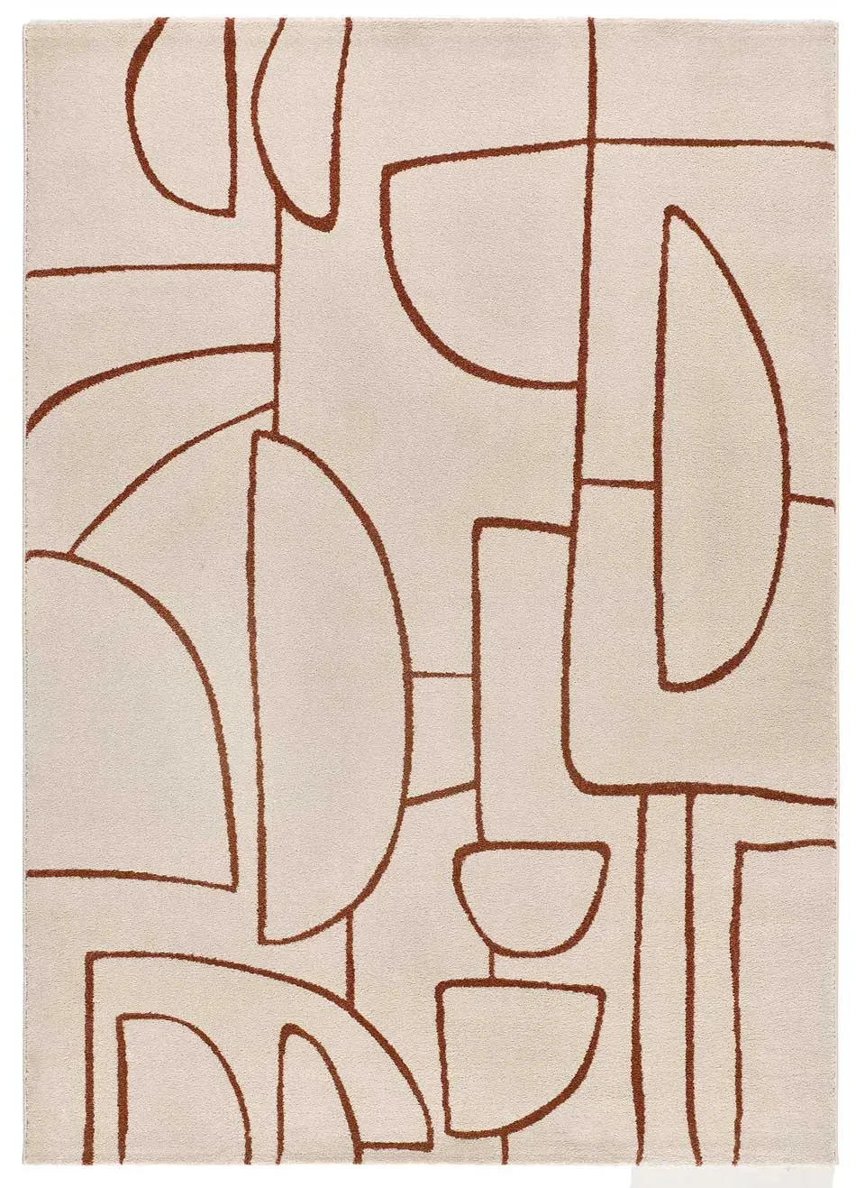 Tapis géométrique beige/rouille 133x190 cm