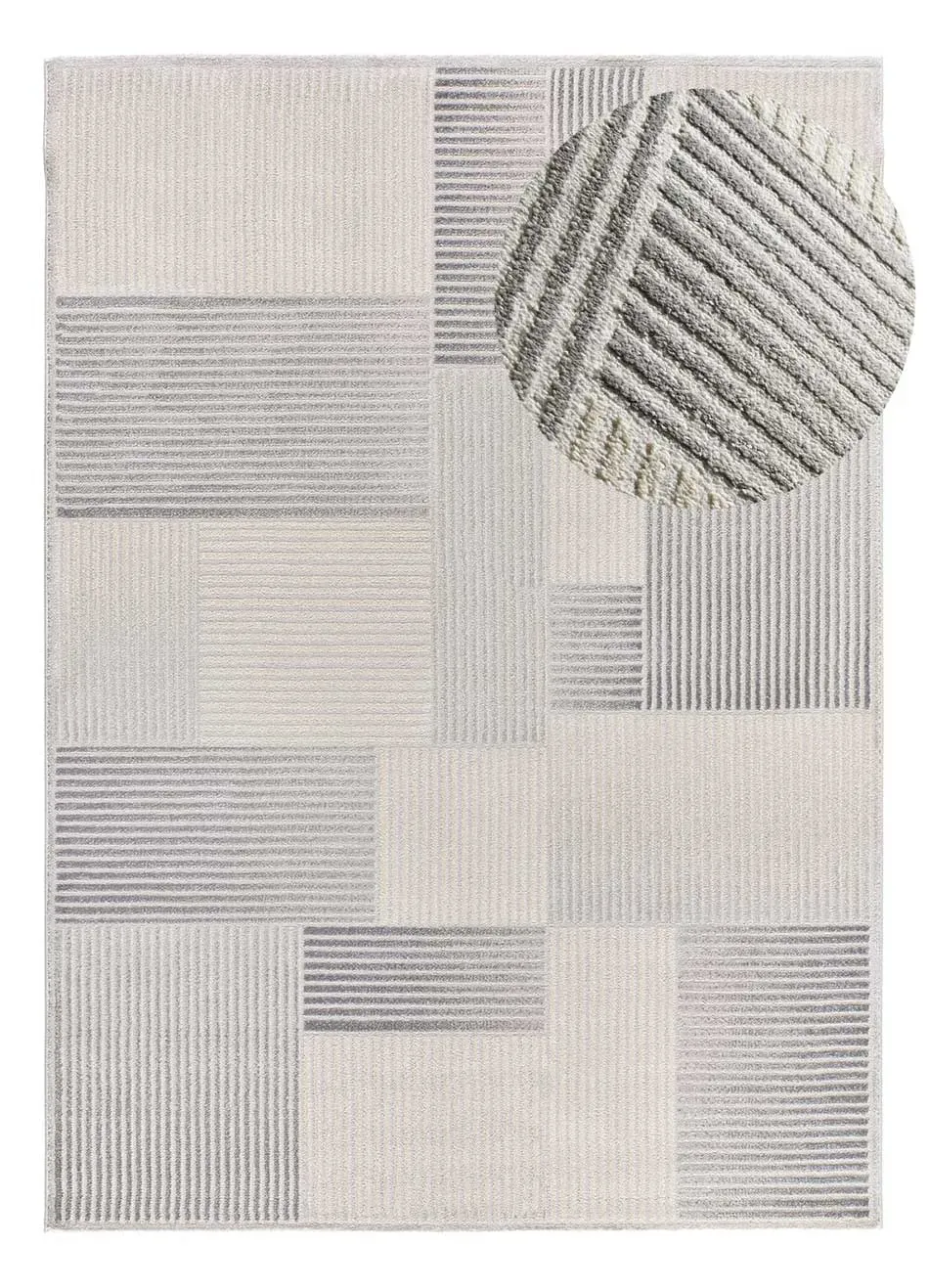 Tapis à relief géométrique gris/crème 80x150 cm