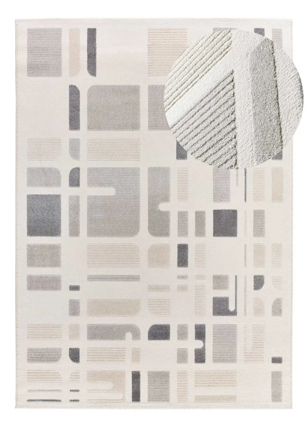 Tapis à relief blanc/beige/gris 133x190 cm