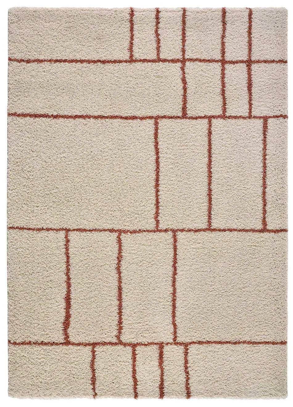 Tapis shaggy beige/rouille 160x230 cm