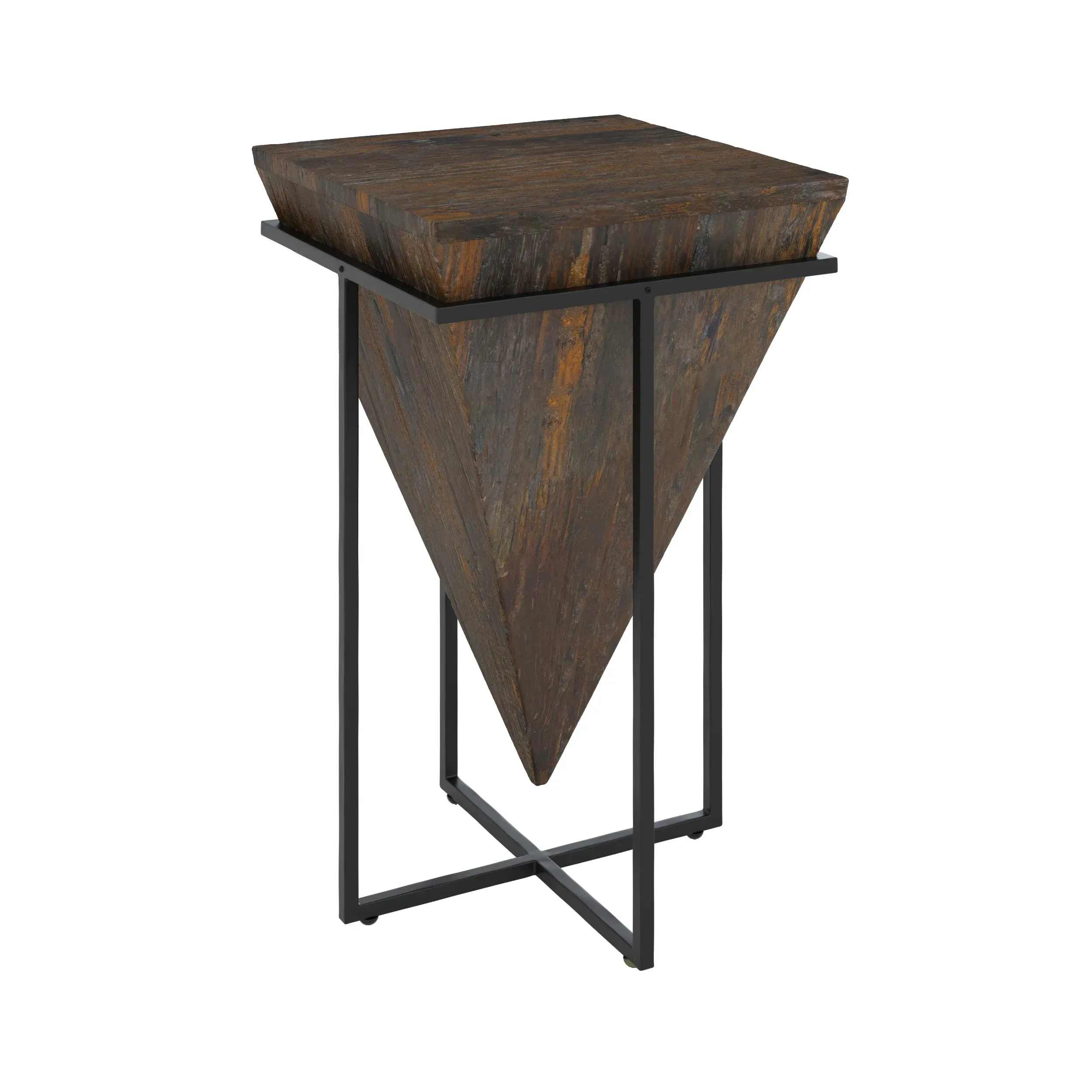 Grande table d'appoint en bois et métal