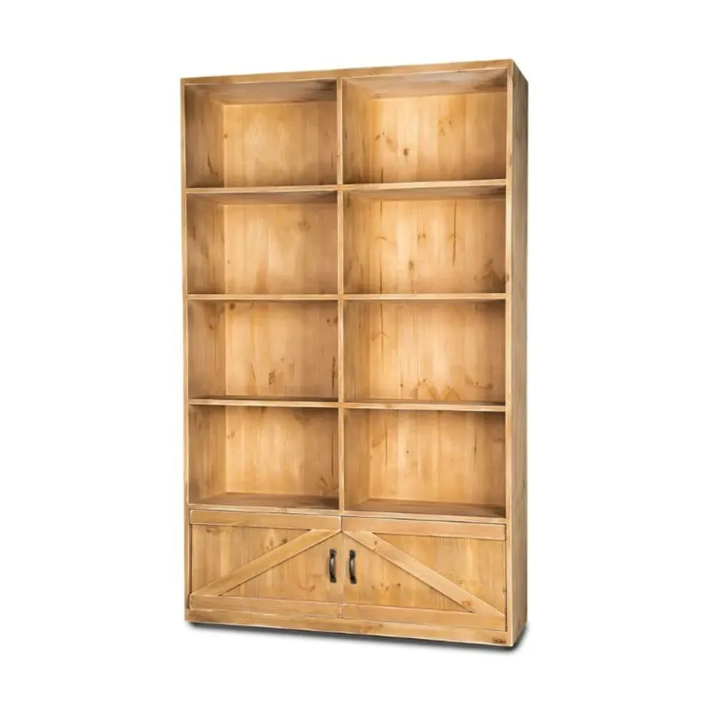 Étagère 8 casiers L119 cm 2 portes bois massif
