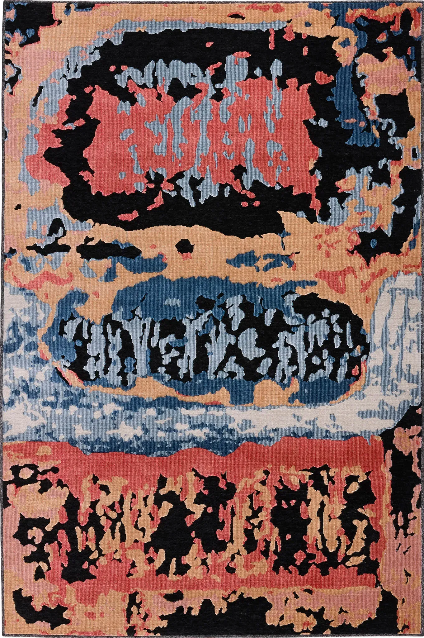 Tapis intérieur extérieur motif en relief abstrait noir 266x380 cm