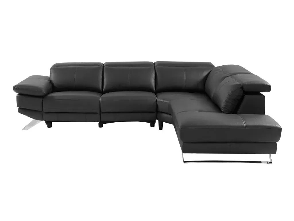Canapé d'angle cuir 6 places noir