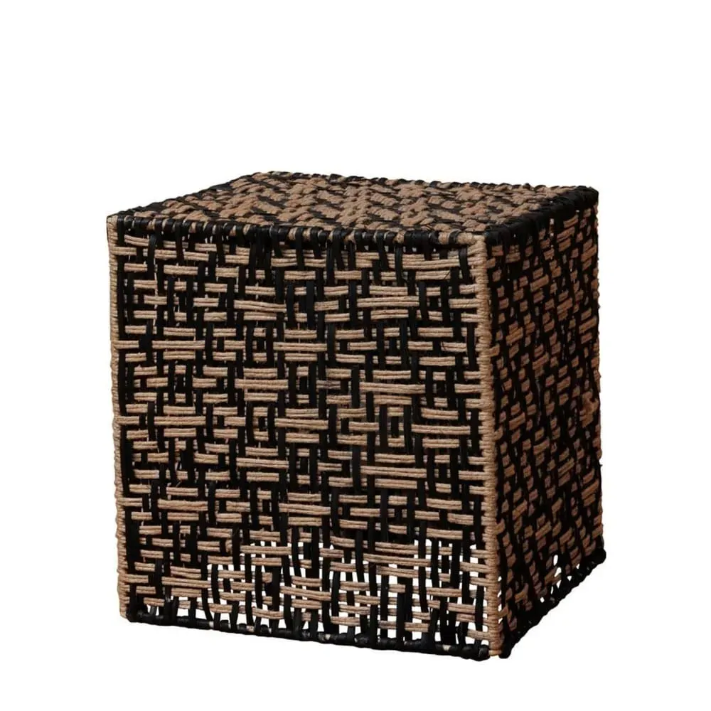 Lampe à poser en jute clair et noir