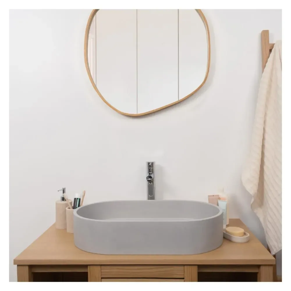 Vasque à poser ovale en béton gris 60x35cm