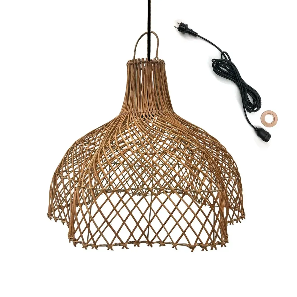 Suspension secteur Rotin Beige D60CM