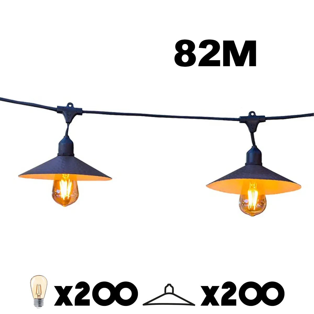 Lot de 20 guirlandes Acier Noir 6M