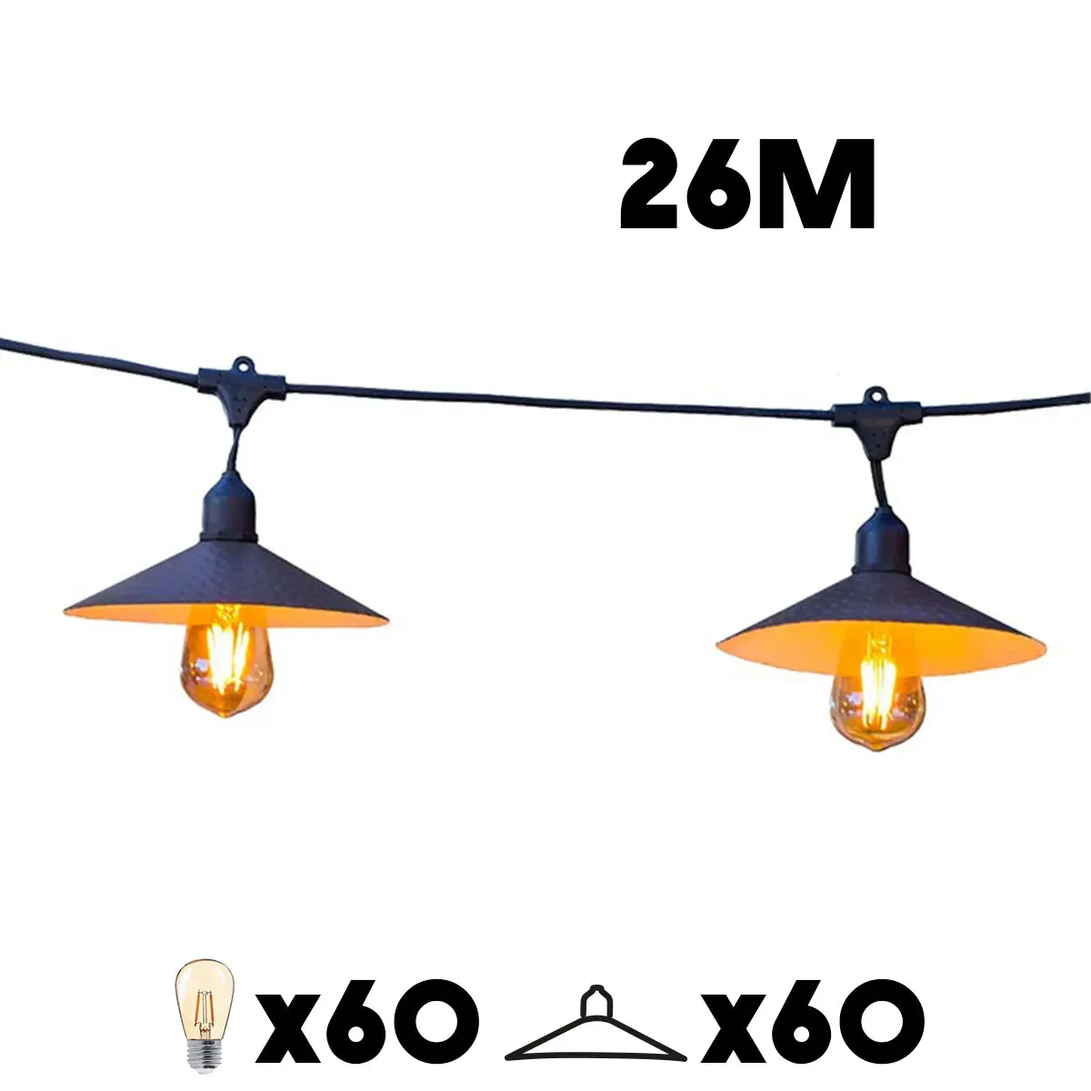 Lot de 6 guirlandes Acier Noir 6M