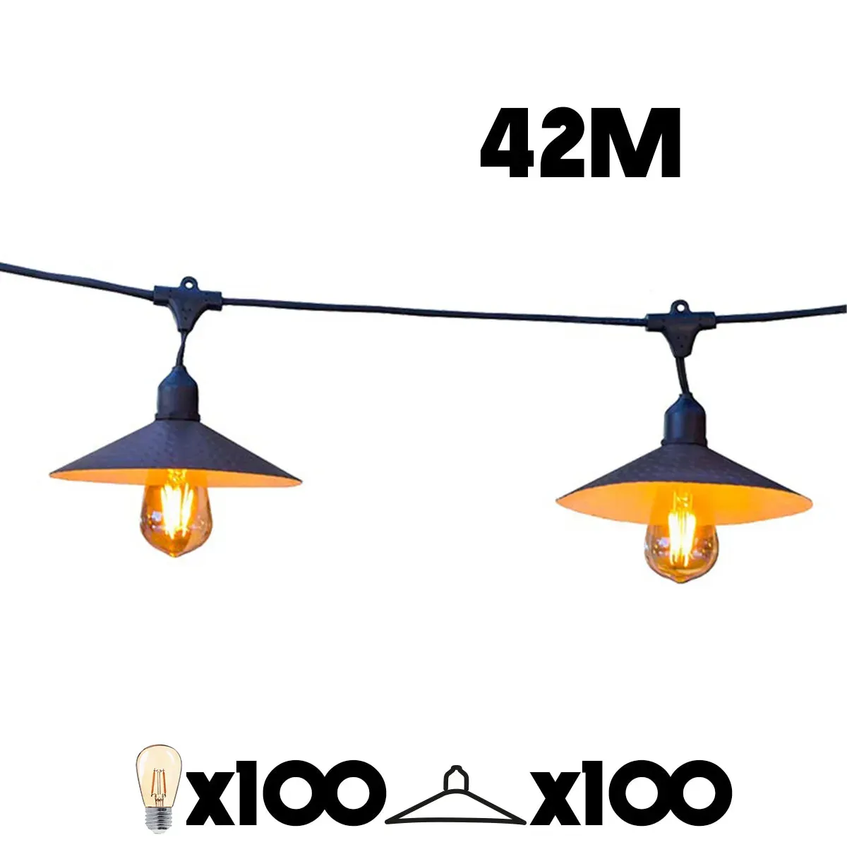 Lot de 10 guirlandes Acier Noir 6M