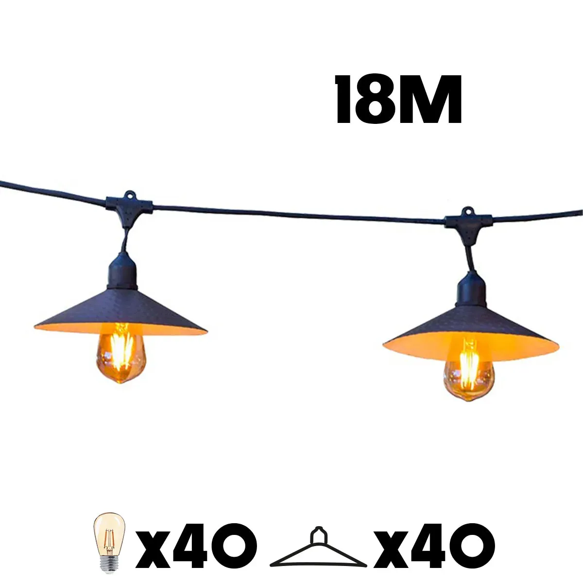 Lot de 4 guirlandes Acier Noir 6M