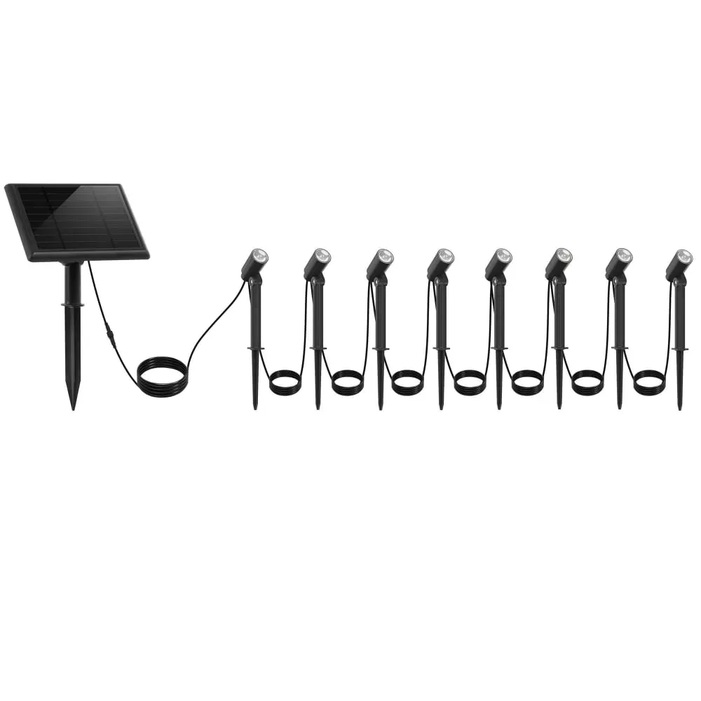 Lot de 8 Spots solaires LED Acier Noir 100LM