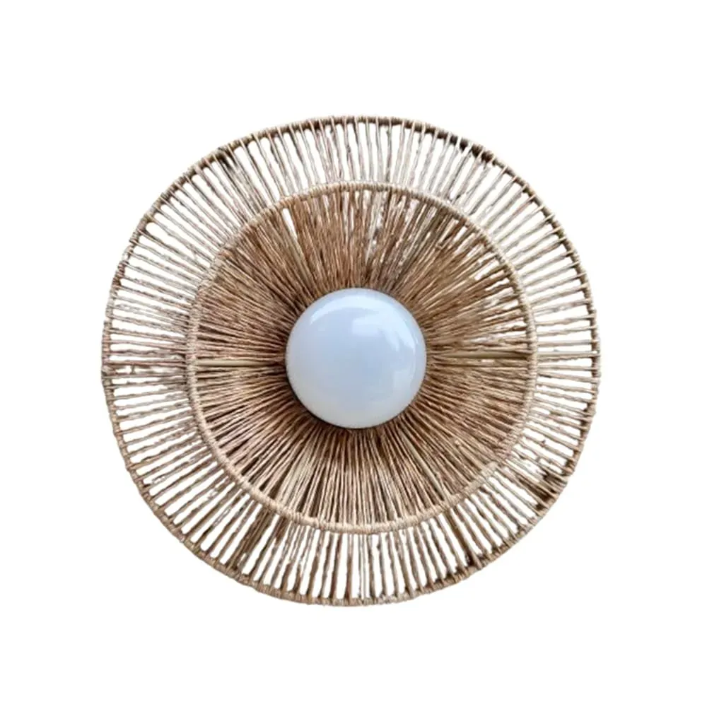 Applique murale sans fil Rotin Beige D30CM