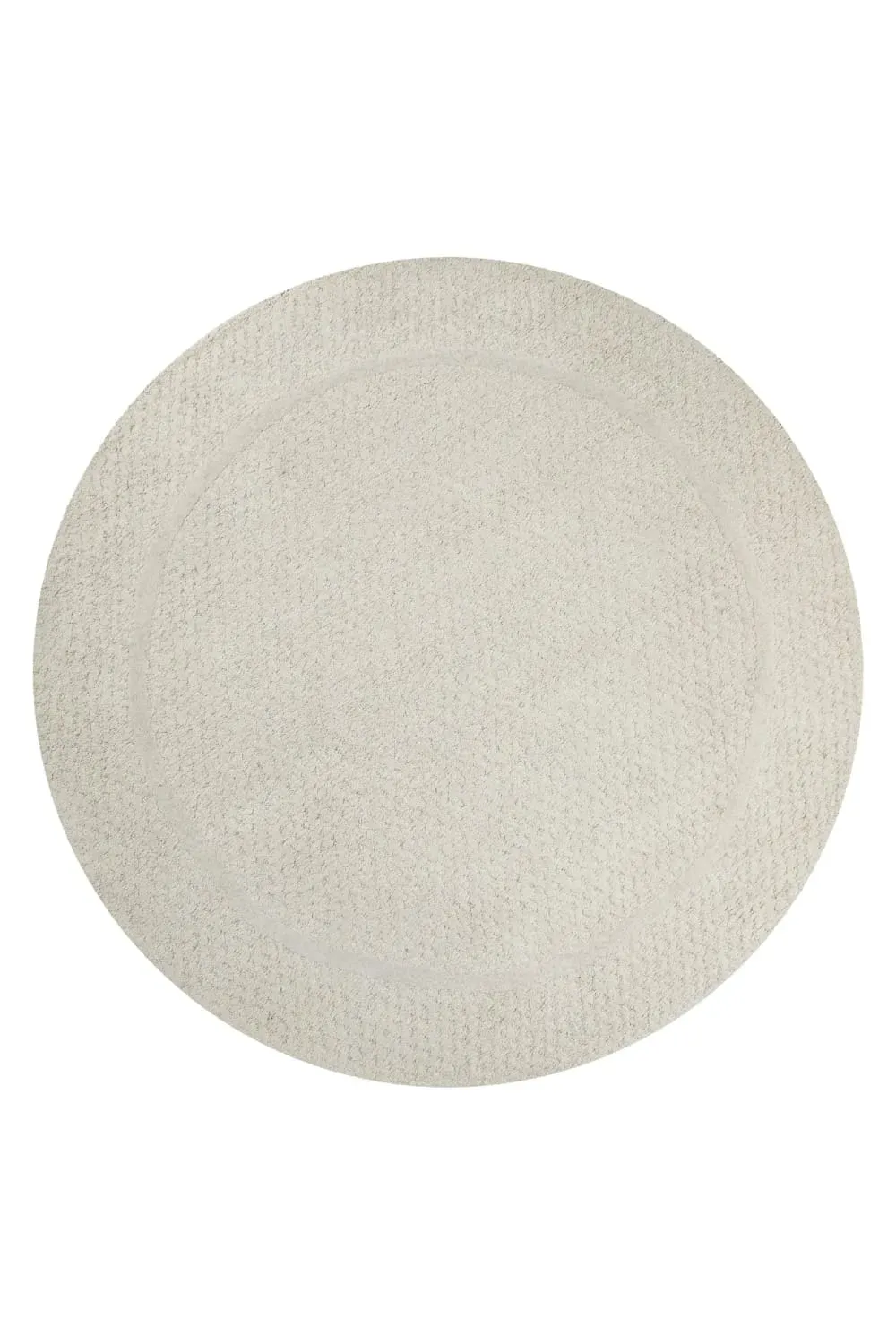 Tapis rond écru design tufté main à relief 180 rd.