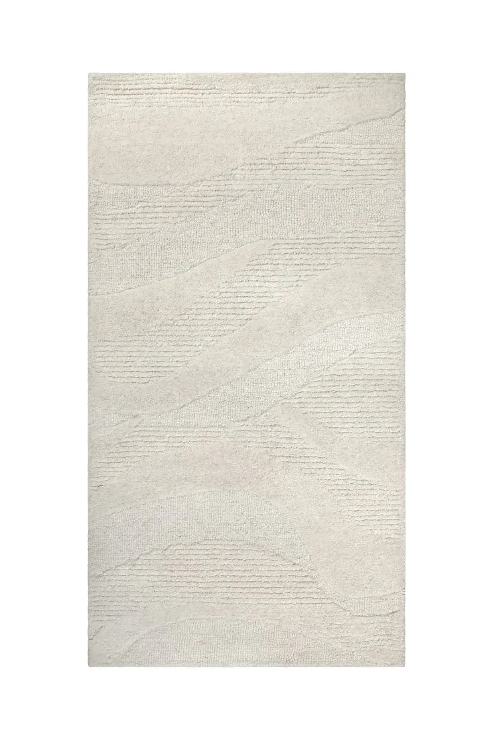 Tapis écru design tufté main à relief  70x140