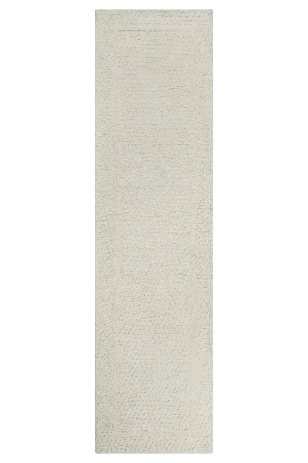 Tapis écru design tufté main à relief 80x300