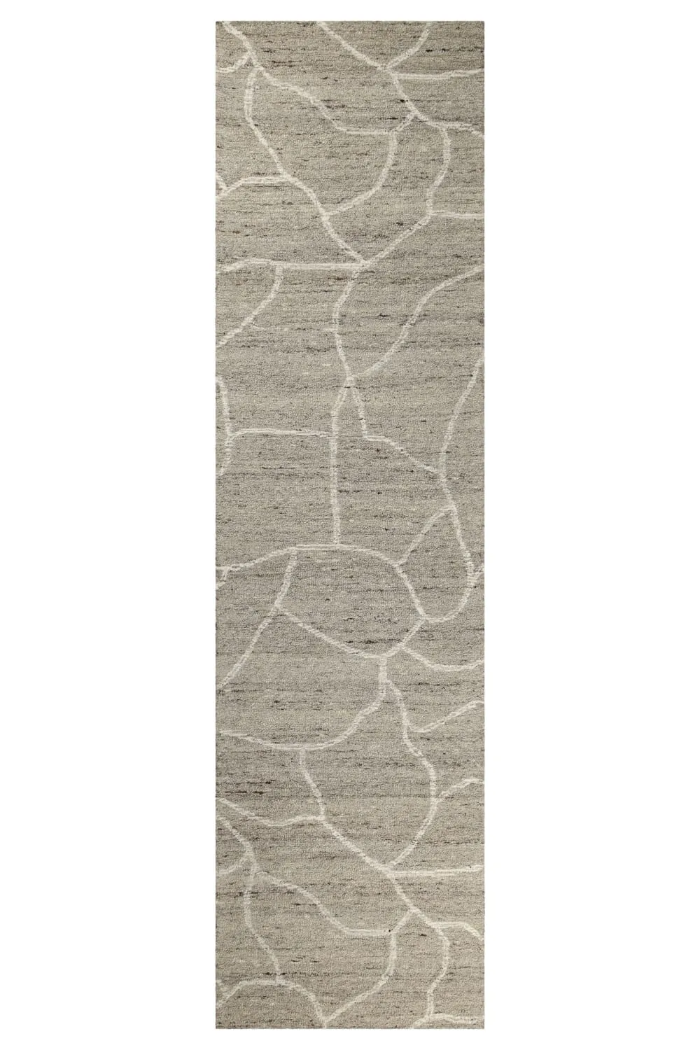 Tapis beige et taupe futé main motif pierre 80x300