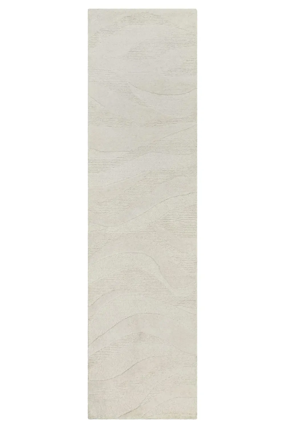 Tapis écru design tufté main à relief 80x300