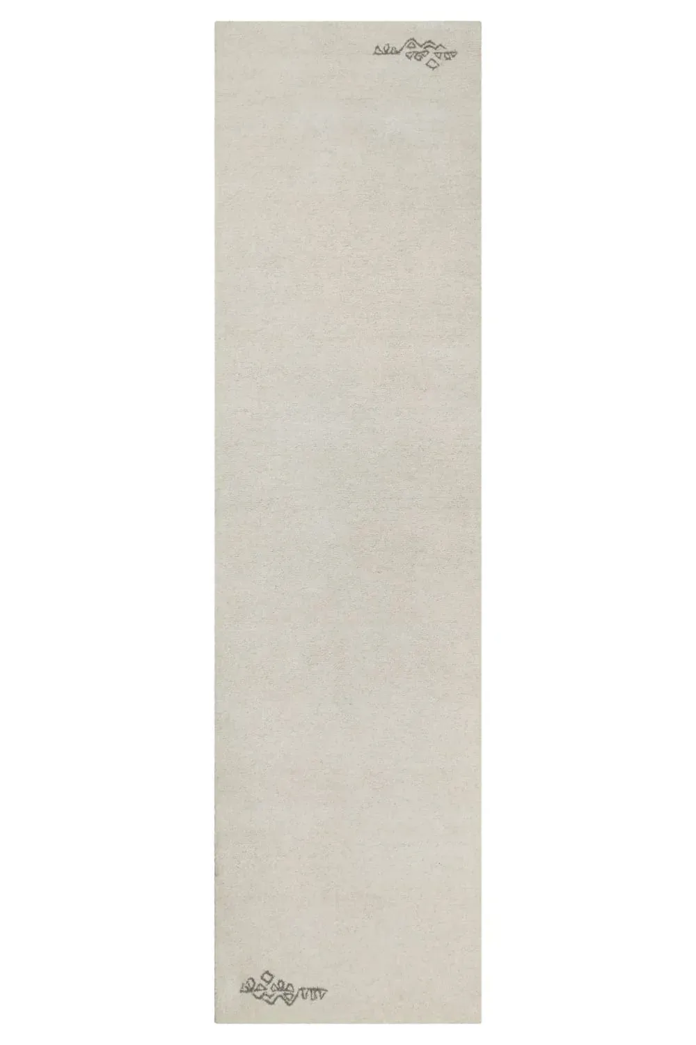 Tapis pure laine écru  tufté main motif discret 80x230