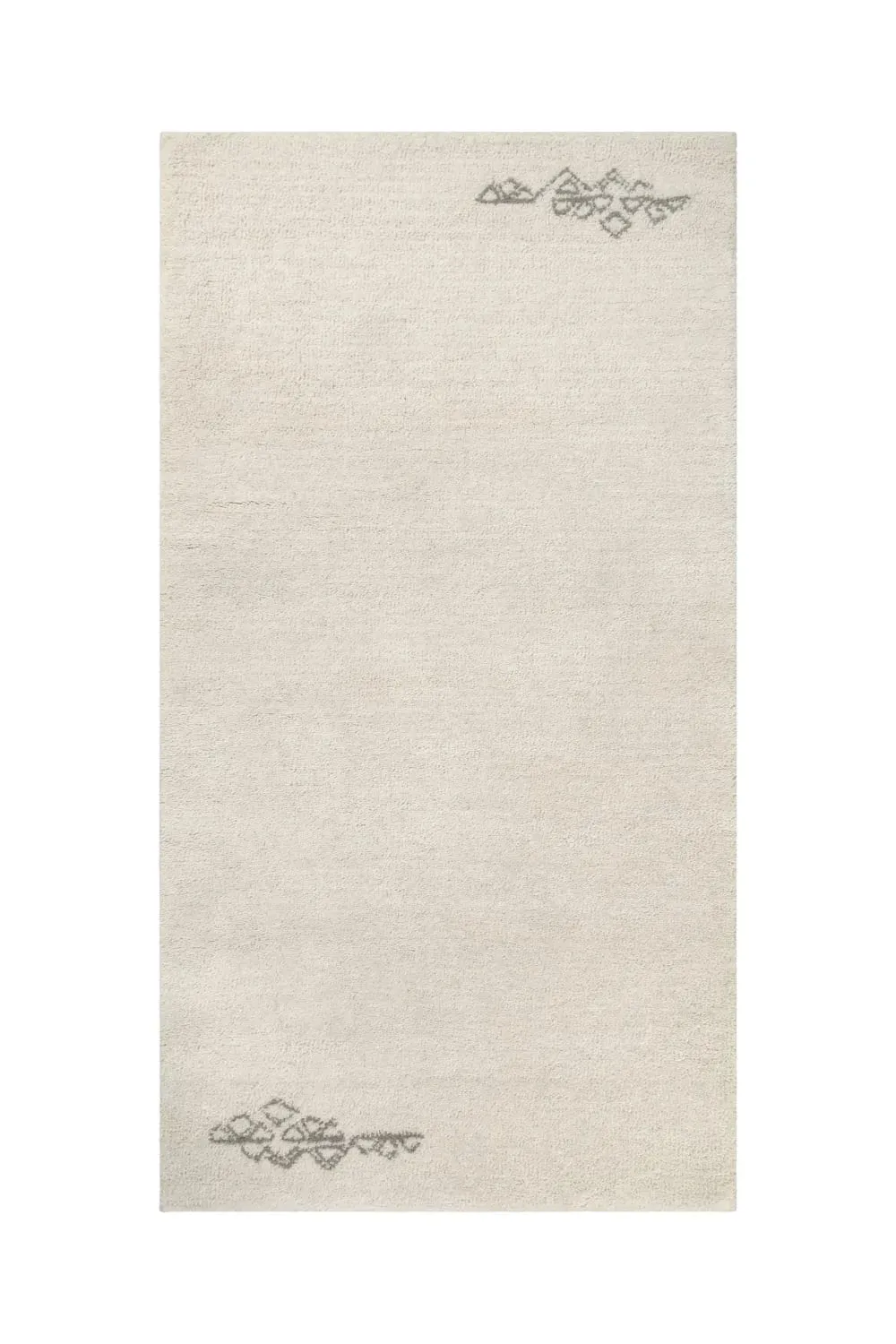 Tapis pure laine écru  tufté main motif discret  70x140
