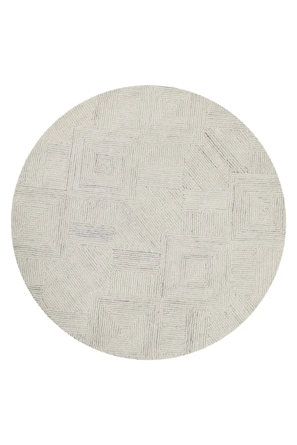 Tapis rond écru design tufté main à relief 200 rd.