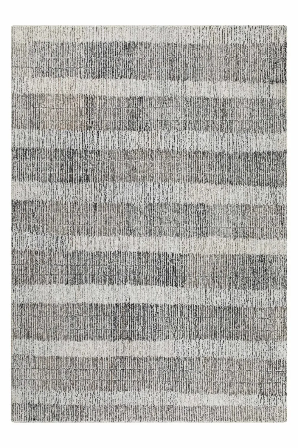 Tapis beige et gris futé main à rayures 110x170