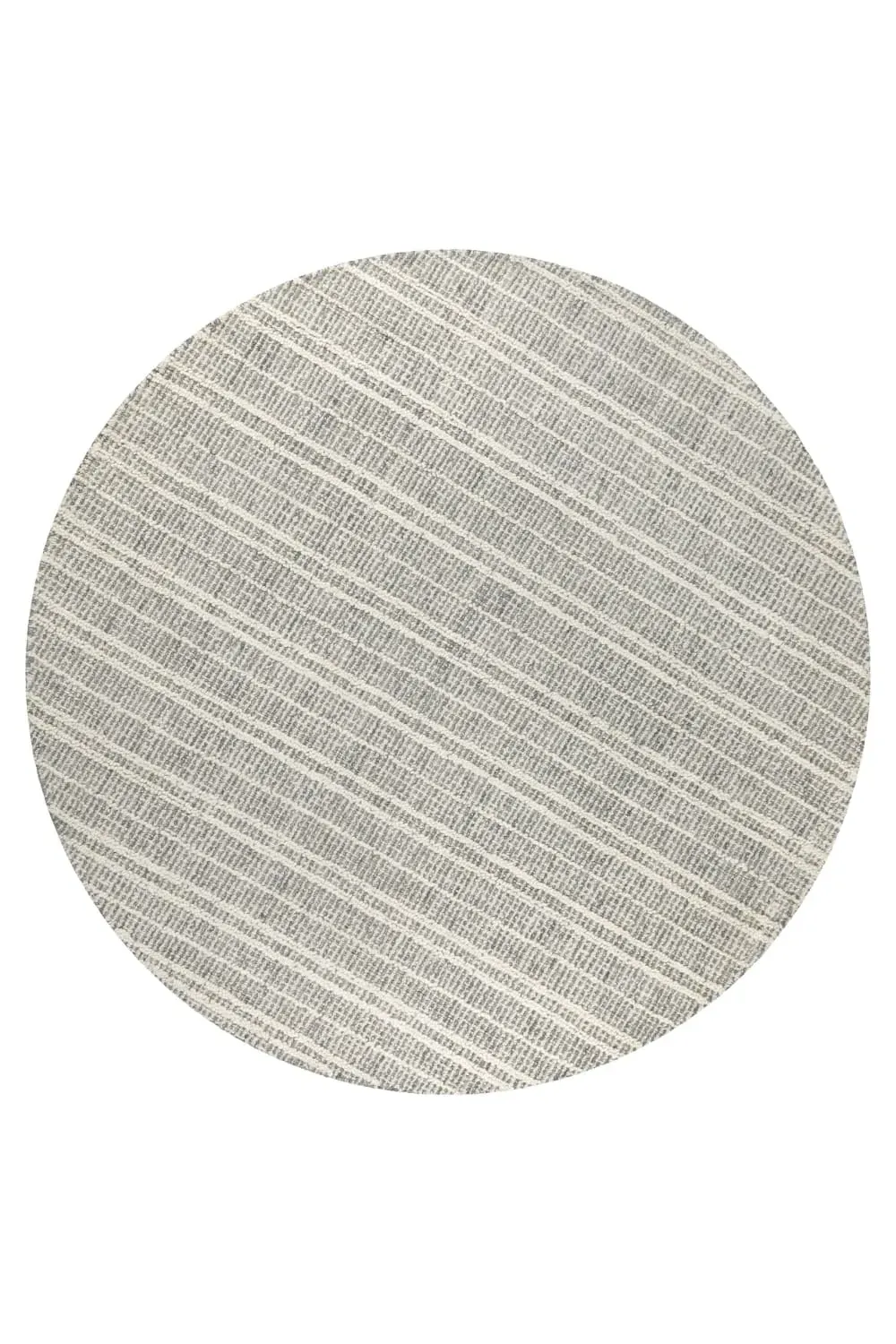 Tapis rond gris et écru design tufté main à relief 180 rd.