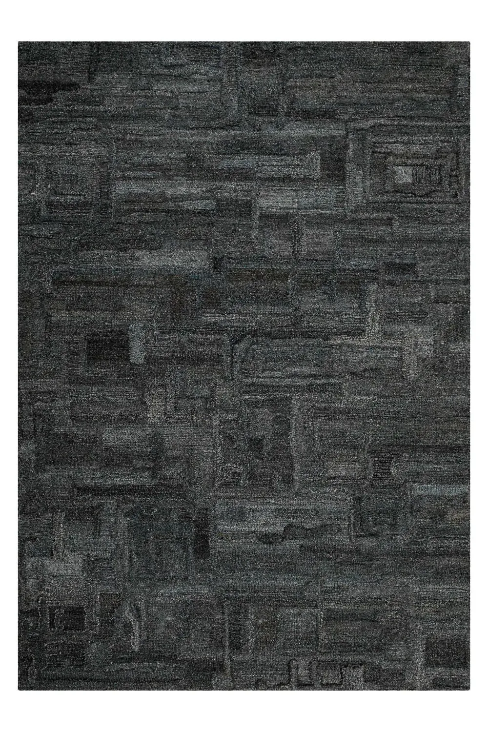 Tapis gris et bleu design tufté main à relief 40x60