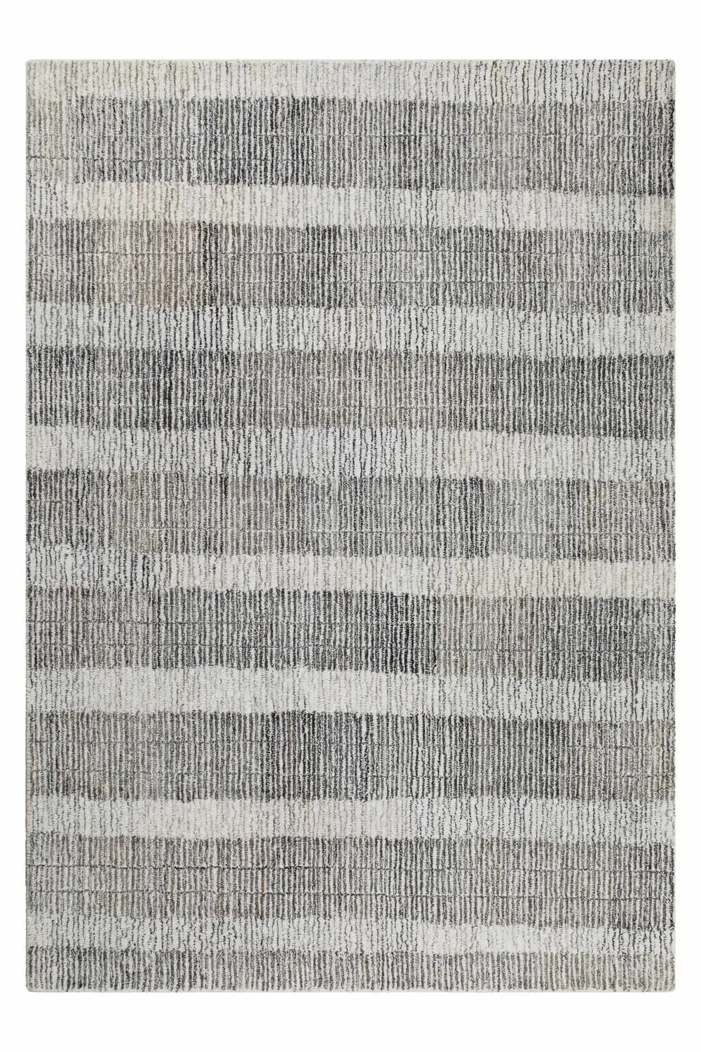 Tapis beige et gris futé main à rayures 140x200