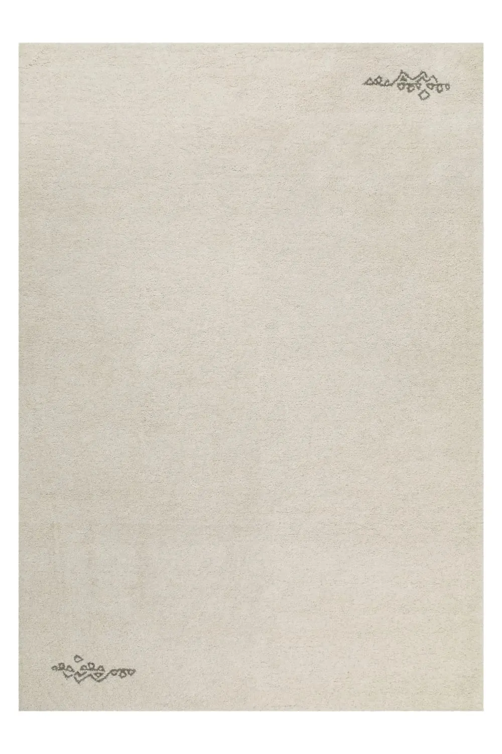 Tapis pure laine écru  tufté main motif discret 140x200