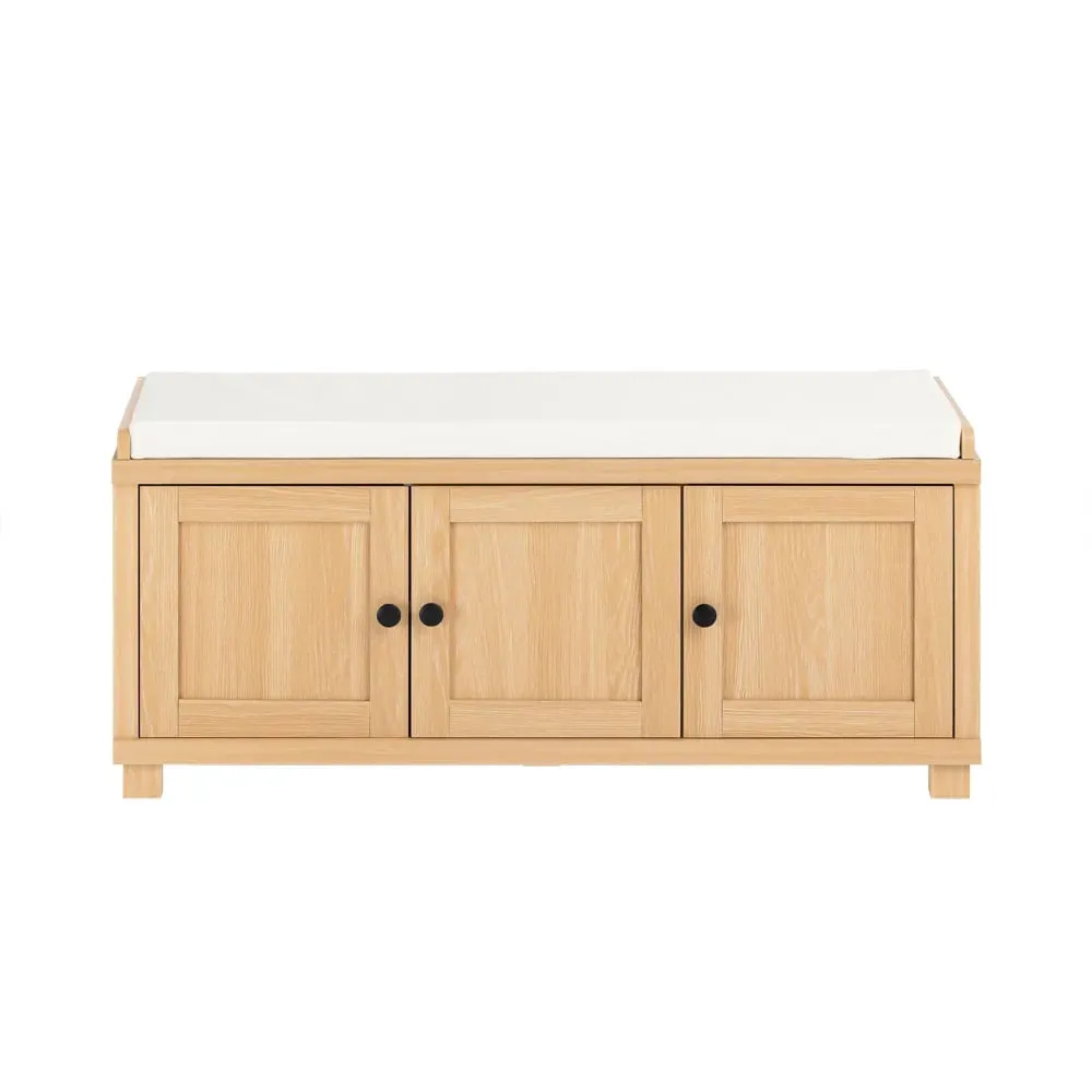 Banc à chaussures avec 3 portes et 4 compartiments effet bois