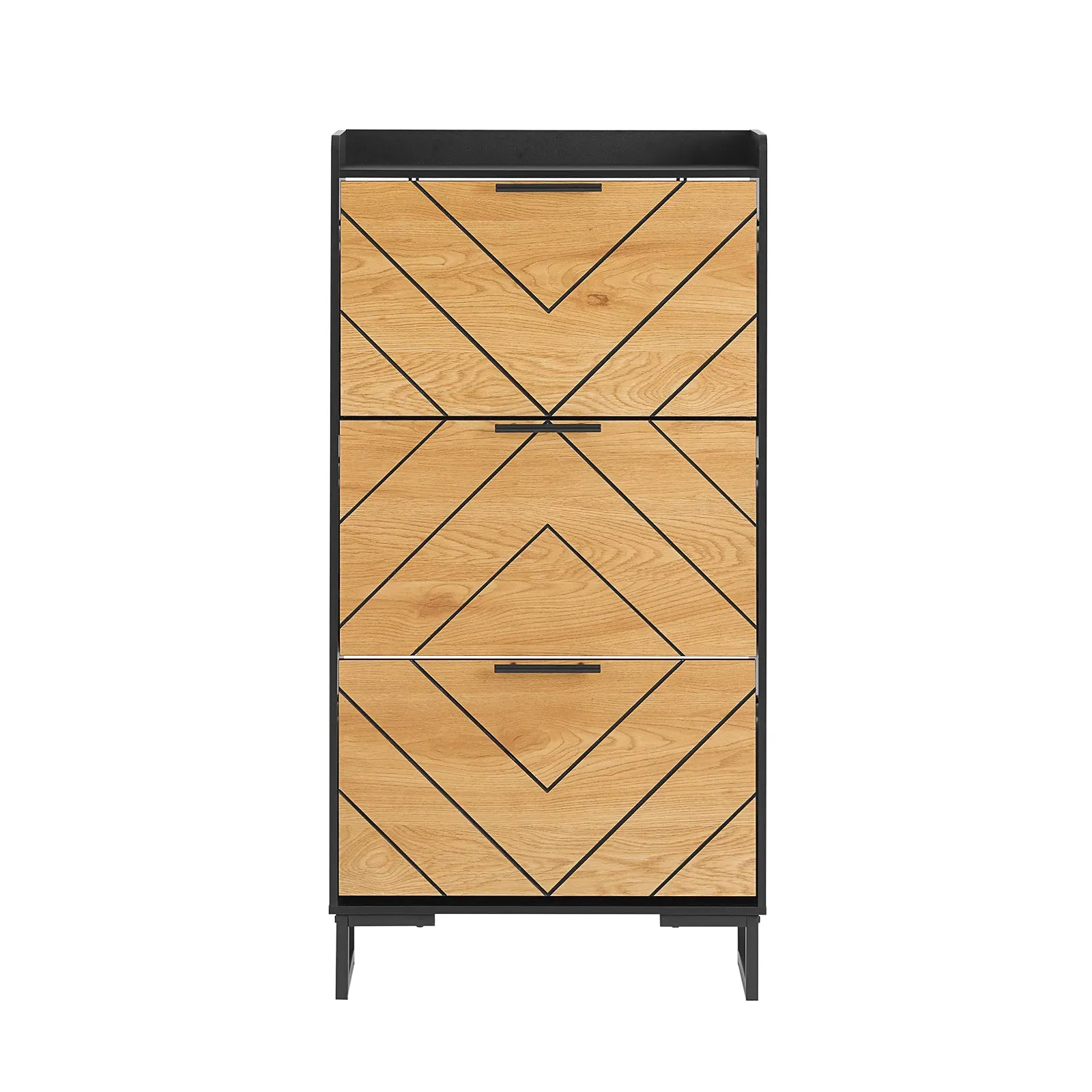 Armoire à chaussures 3 abattants sur pied effet bois noir