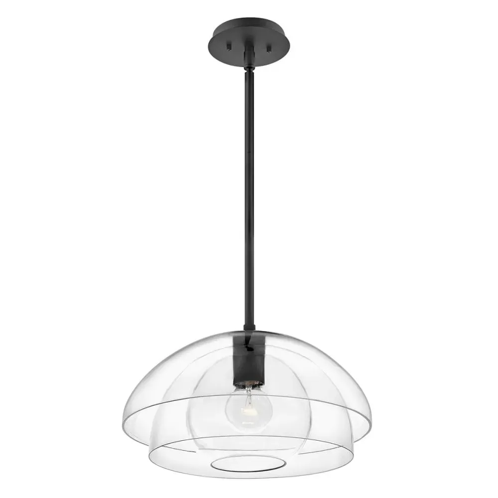 Suspension en acier, allu et verre clair finition noir
