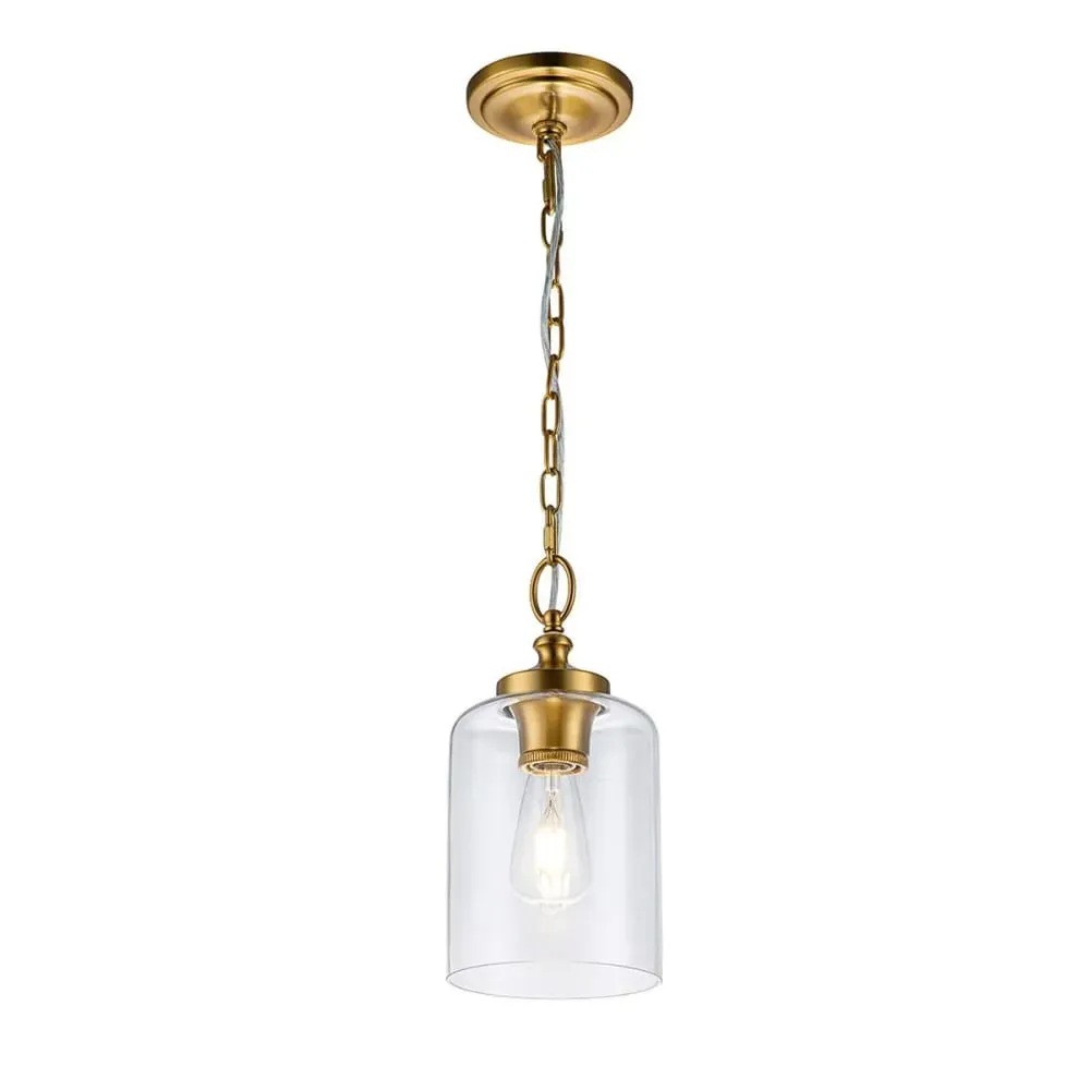 Suspension en acier verre clair laiton bruni