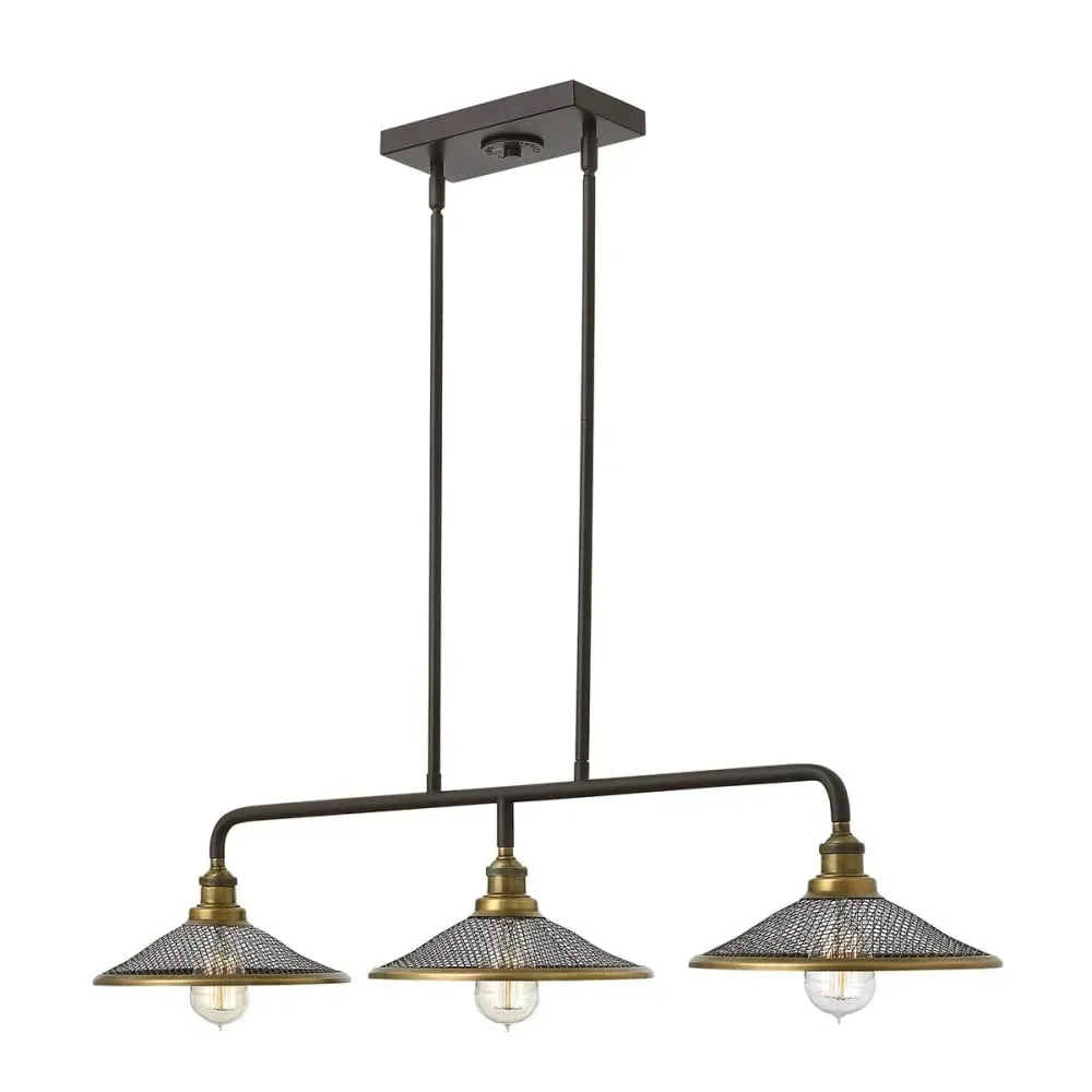 Lustre en acier treillis et acier doux finition bronze buckeye