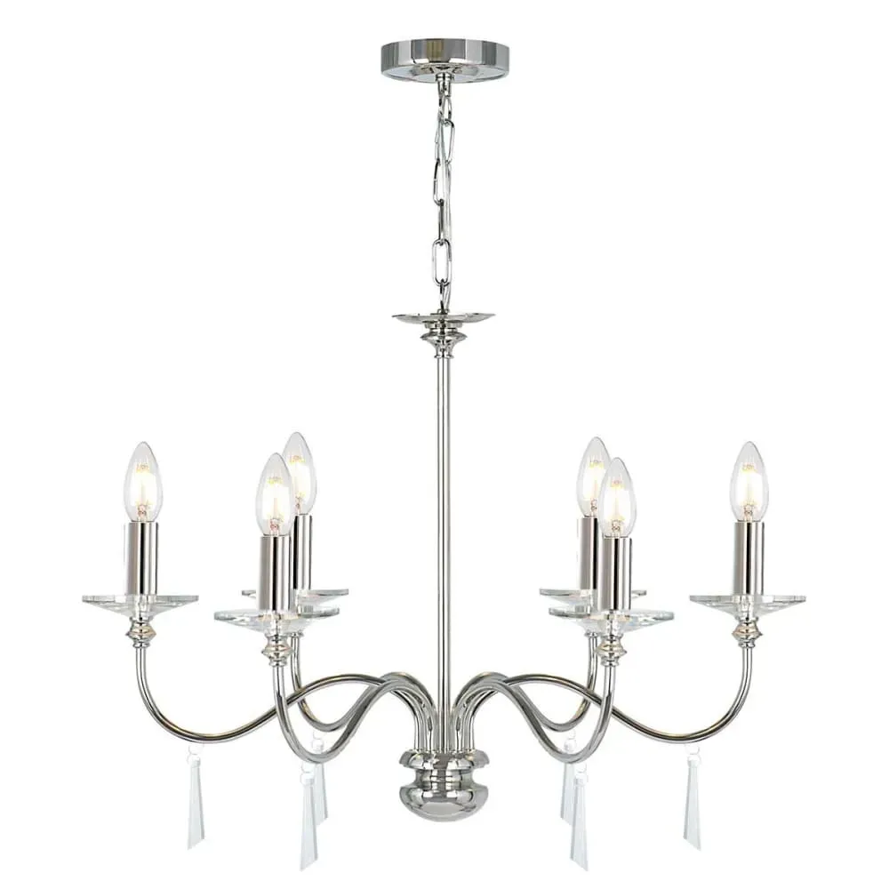 Lustre en acier, verre et nickel poli