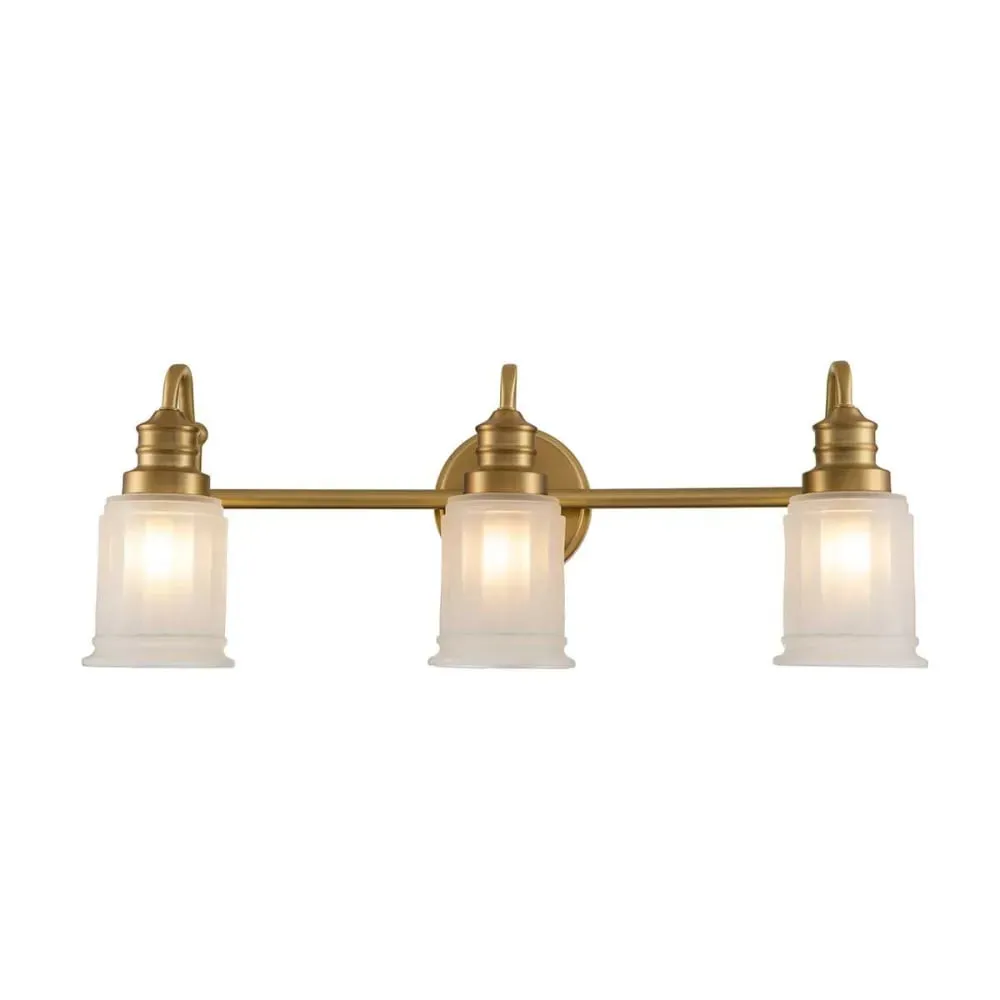 Applique murale en acier et verre finition laiton brossé