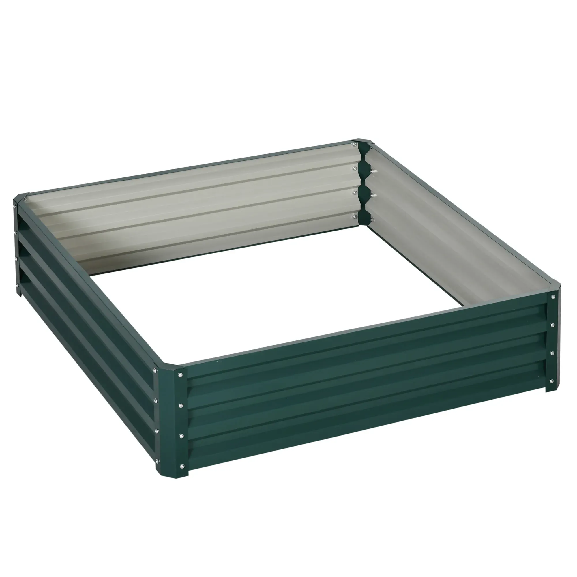 Carré potager de jardin 120x120x30cm acier galvanisé vert foncé