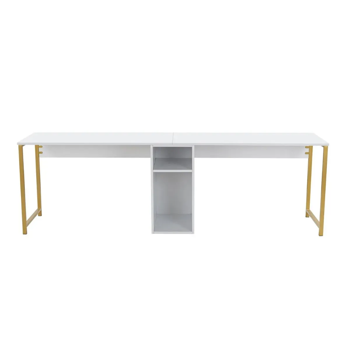 Bureau double L240 cm - Blanc et or