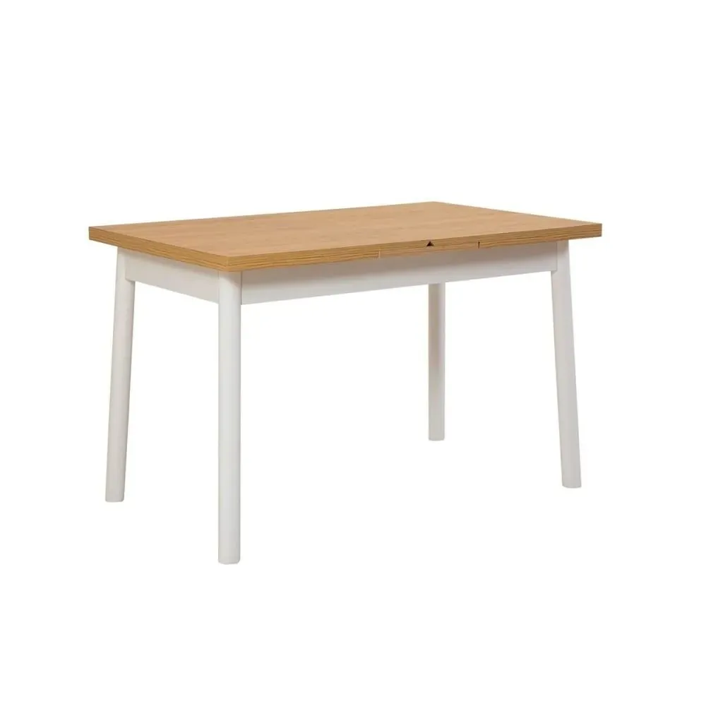 Table extensible de 120 à 153 cm décor hêtre et blanc